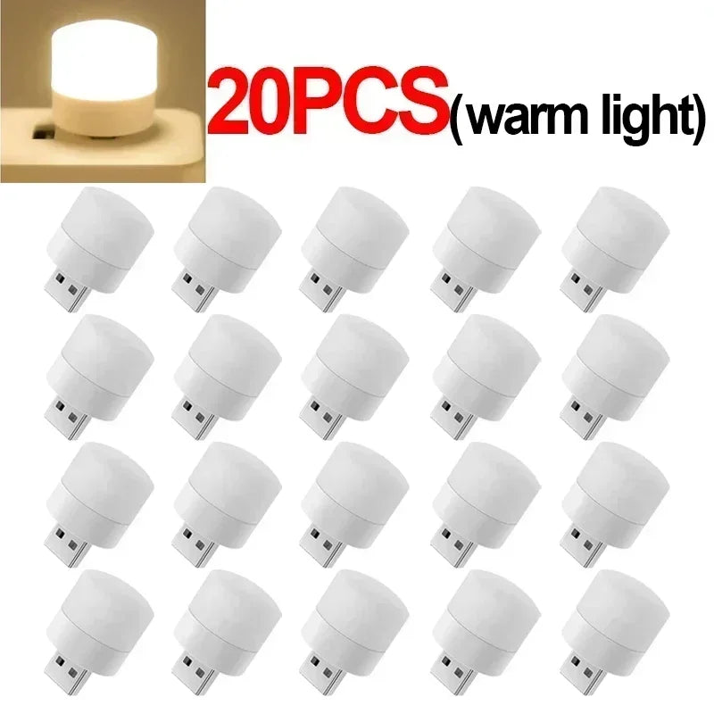 1-50pcs Mini USB Night Lights Warm White Eye Protection Book Reading Light PC Mobile Power USB Plug LED Charging Lamps Wholesale