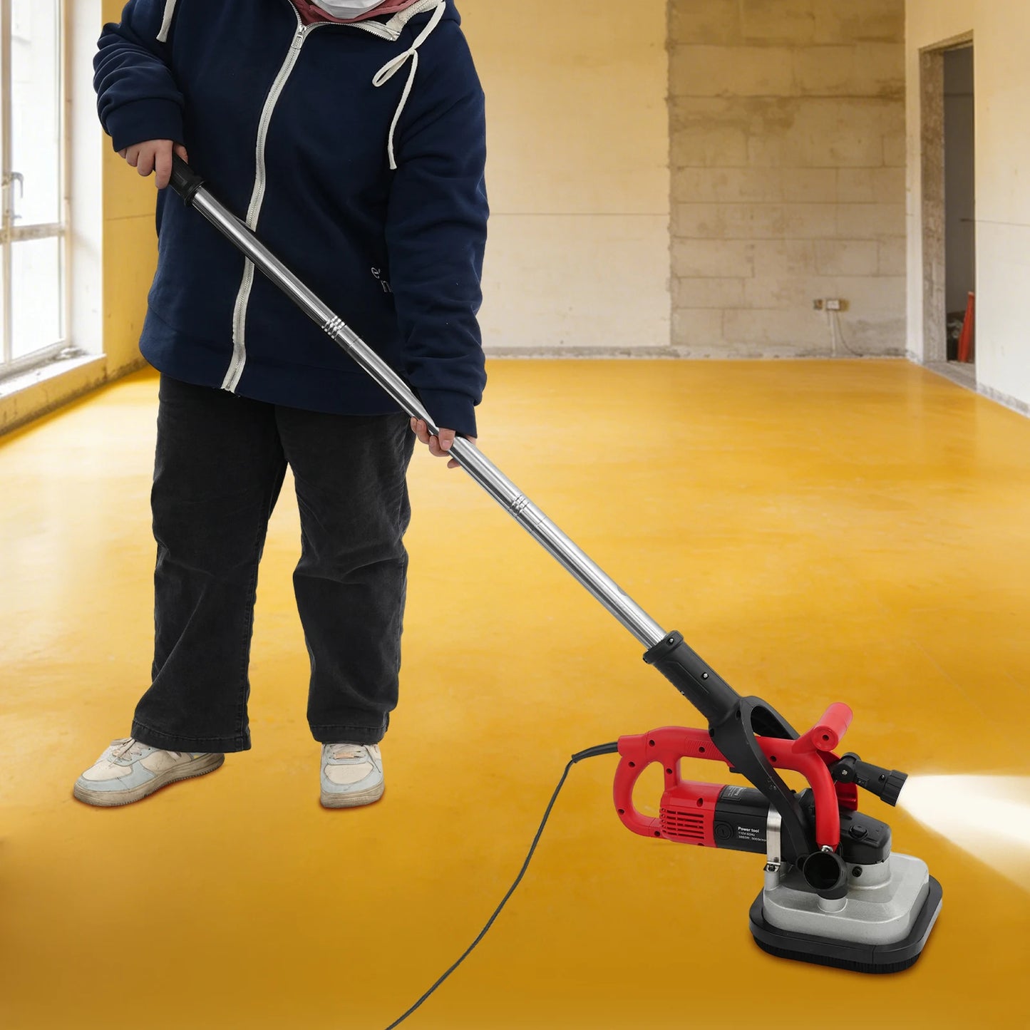 4-Head Concrete Floor Grinder, 3800W Concrete Floor Polisher, Concrete Surface Grinding Machine with Extension Rod 6-Speed