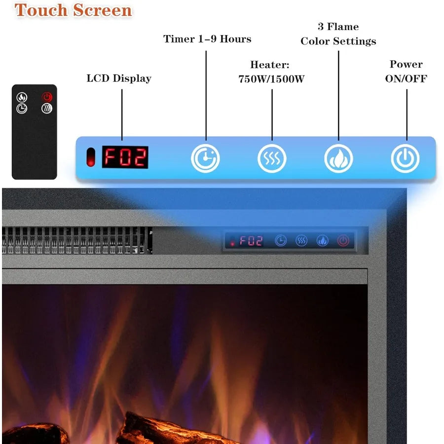 Electric Fireplace 28 Electric Fireplace Inserts for Living Room Wall Mount Recessed Fireplace Heater with Remote Control Adjus