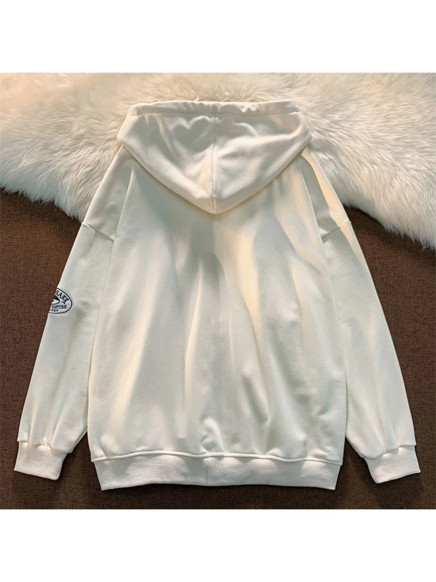 Unisex Hooded Jacket with Long Sleeves Stylish Patchwork Design Front Pockets Casual Streetwear Cardigan for Women and Men
