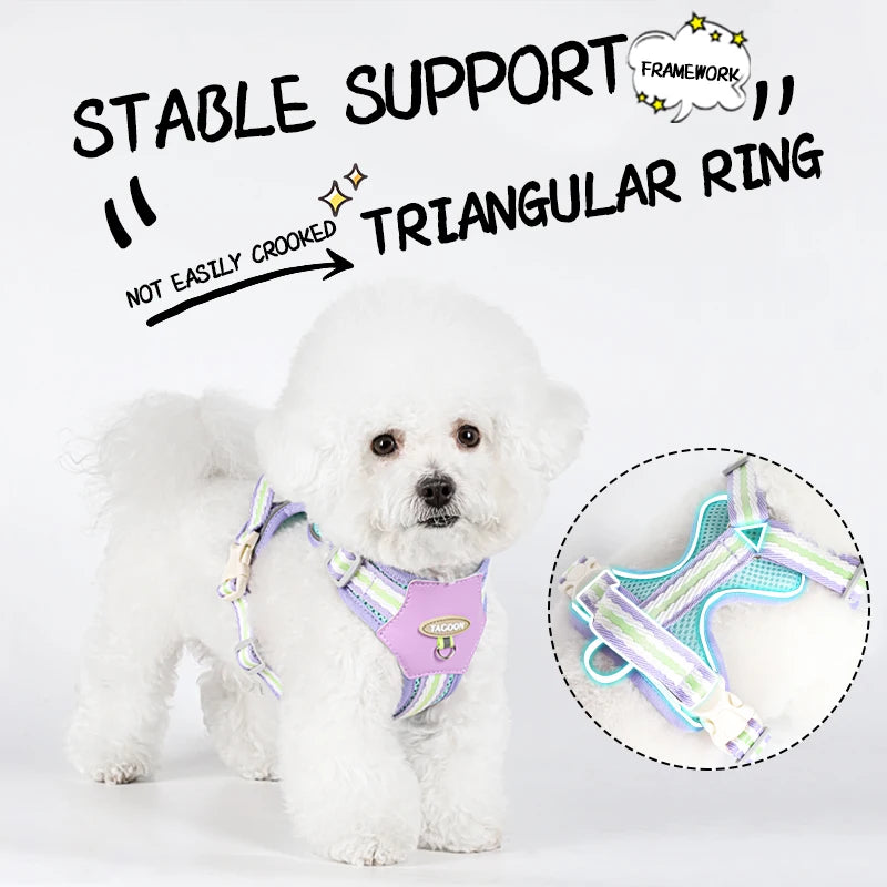 Small Dog Harness No-Pull Adjustable Vest Reflective & Breathable Lightweight Pet Chest Harness Comfort for PuppiesDaily Walks T