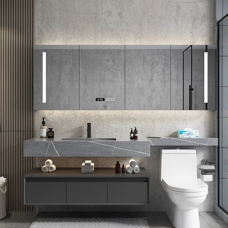 Bathroom Kit With Mirrors Cabinet Storage Closed Toilet Narrow Locker Furniture Luxury Wall Pharmacy Mdf Column Corner Sinks Pvc