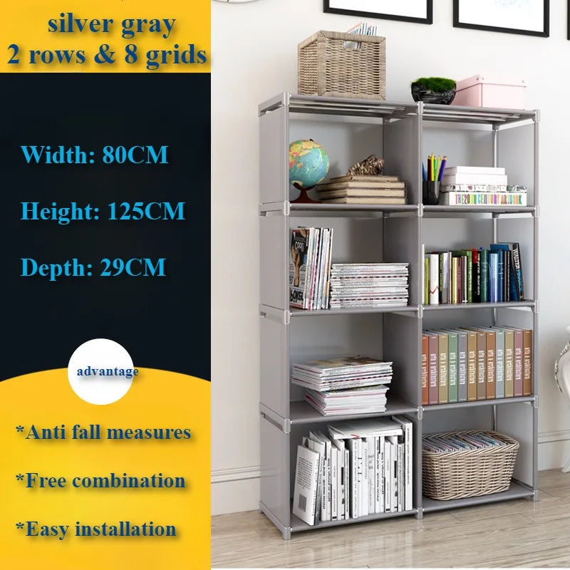 Bookshelf Simple Book Storage Rack Bookcase Debris Shelf Multi-layer Closet Organizer Living Room Easy Assembly Bookcase Storage