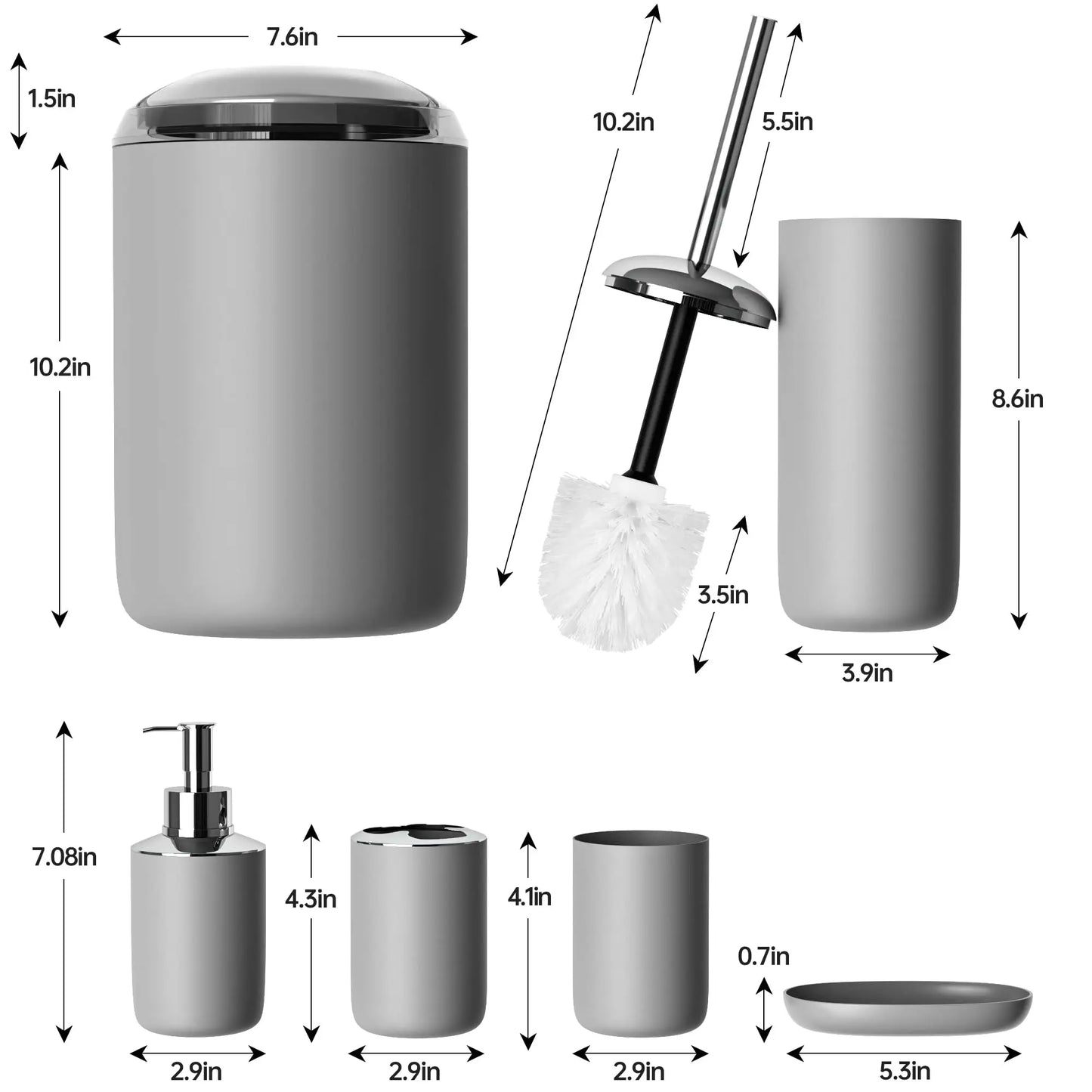 Bathroom Accessories Set 6 Piece Bath Ensemble Includes Toothbrush Holder Cup Soap Dispenser Housewarming Decorative Gift Set