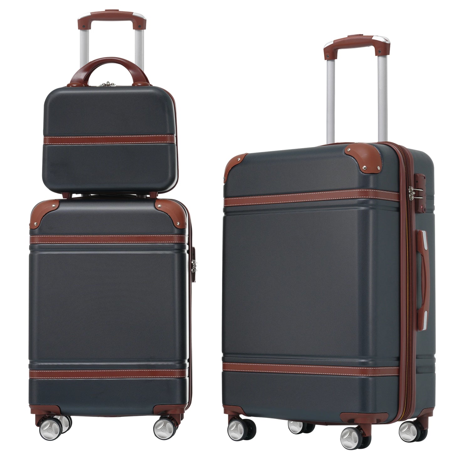 Hardshell Luggage Sets 3 Pieces 20"+24" Luggages and Cosmetic Case Spinner Suitcase with TSA Lock Lightweight