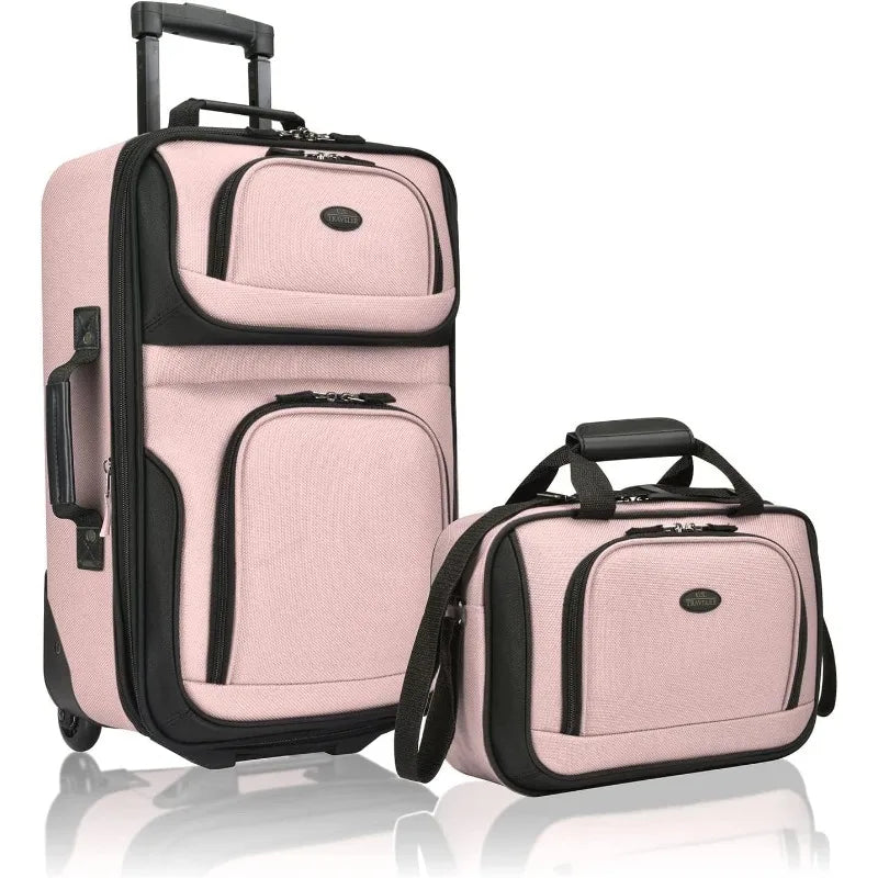 Carry-on Luggage Lightweight Softside Suitcase, Black, Set