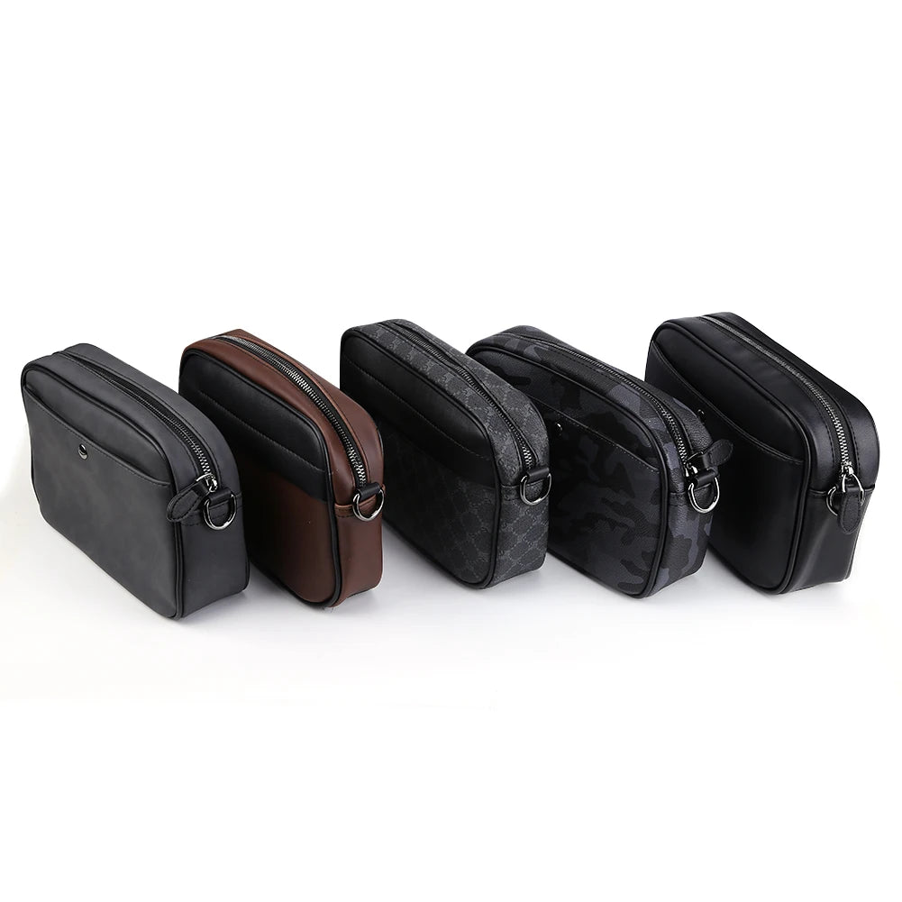 Casual Business Shoulder Purse Classic Pattern Men Shoulder Crossbody Bag Wide Strap Small Square Plaid Designer Male Sling Bags