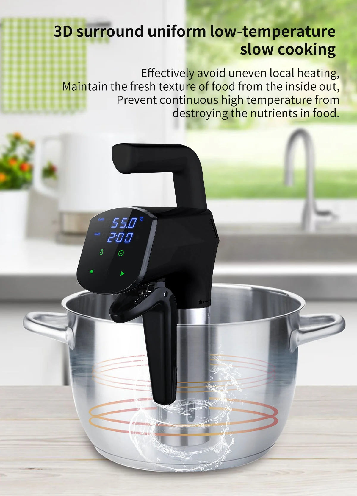 1100W Sous Vide Cooker LCD Touch Immersion Circulator Accurate Cooking IPX7 Waterproof Vacuum Cooker with Smart APP Control