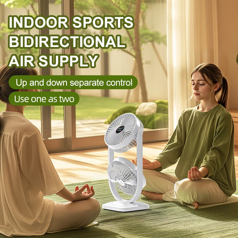 2 - in - 1 Double - Headed Fan: Ideal for Indoor & Outdoor, Separate Up - Down Control, Bidirectional Cooling