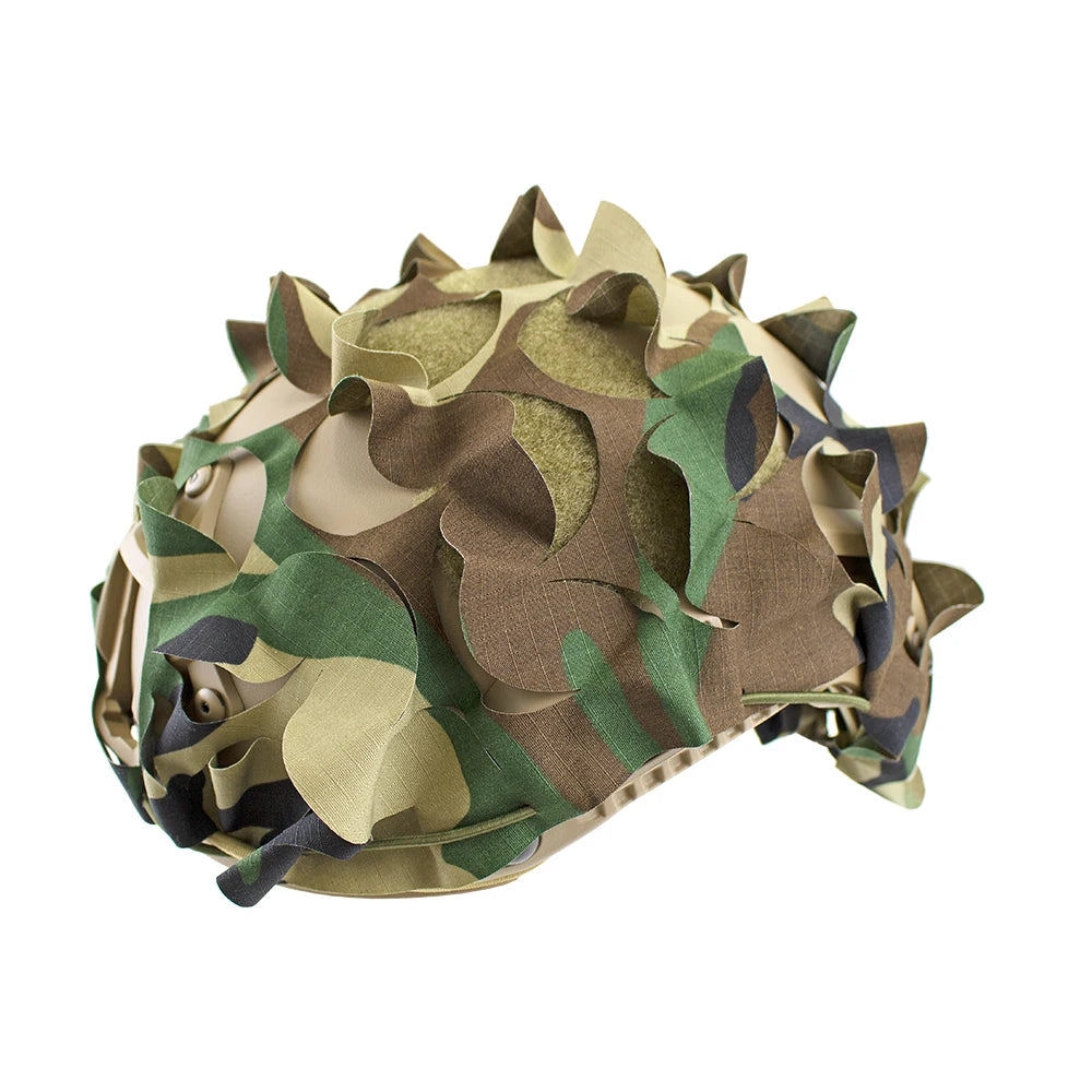 3D Camo Net Airsoft Helmet Cover Laser Cut Nylon Drawstring Helmet Scrim CS Wargame Paintball Paratrooper Hunting Accessories