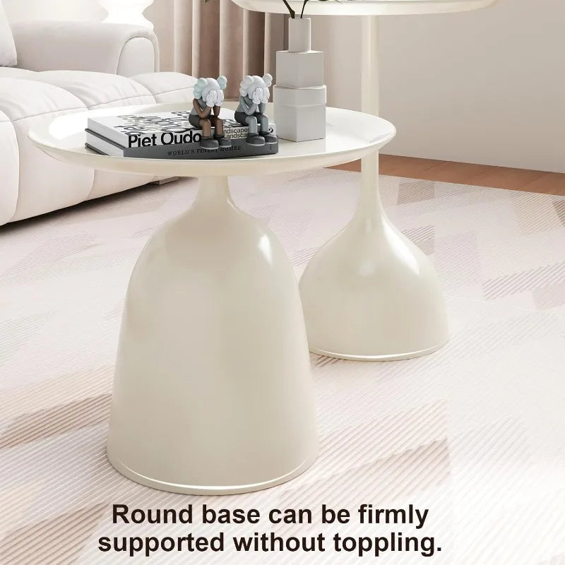 Round Coffee Table and End Table Sets for Living Room,Modern Side Table, Nesting Coffee Table Set of 2