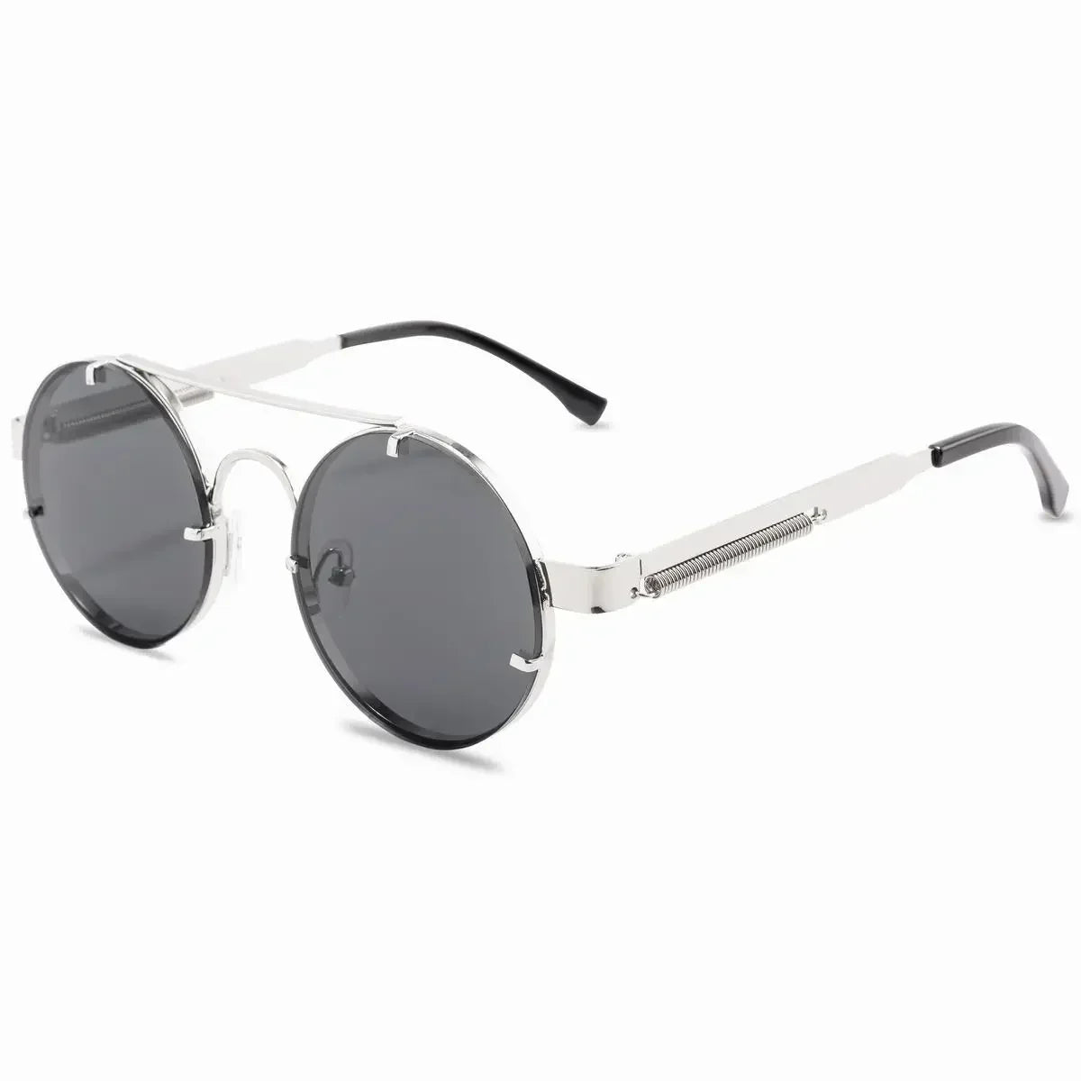 Round Steampunk Sunglasses Men Vintage Rimless Sun Glasses For Women Metal Punk Sun Glasses Elastic Temples Lentes De Sol