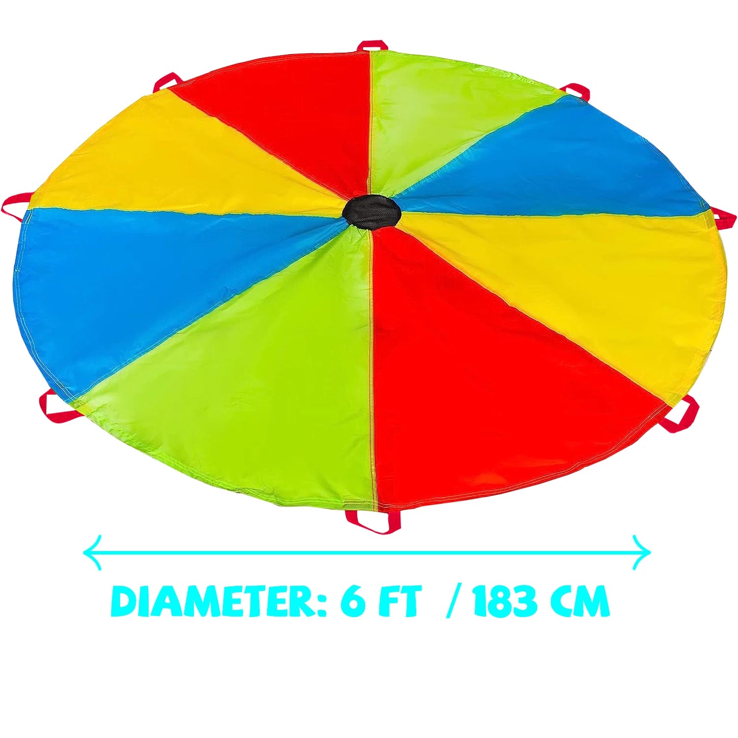 Multicolored Kids Play Parachute with 8 Handles for Indoor And Outdoor Gymnastics Toy Children's Game Activity