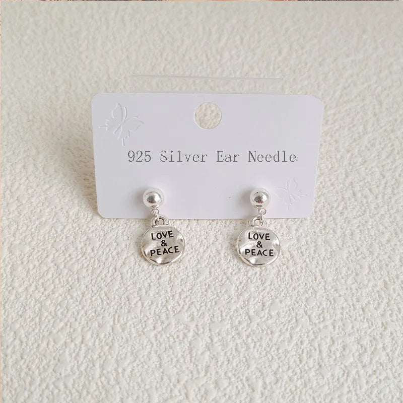Palestinian Jewelry Set for Women Girls New 925 Silver Plated Elegant Letter Love Peace Earrings Necklace Accessories