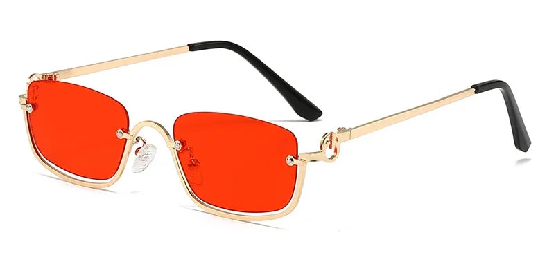 Half Frame Square Sunglasses for women Luxury Brand Small Metal Retro Rectangle Black Sun Glasses Woman Fashion Eyewear