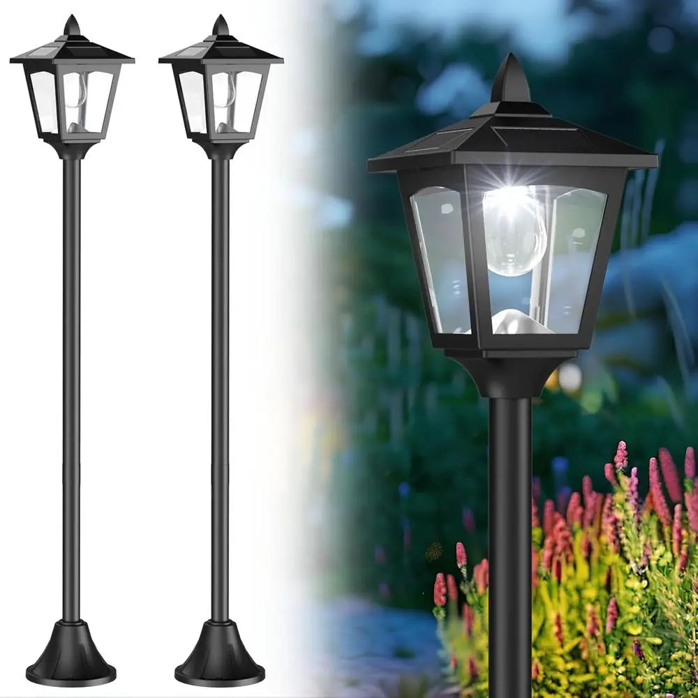 2 Pack 40 Inch Long Lasting Pole Lights, 30 LM LED 6000K Cool White Light, IP45 Waterproof Outdoor Decorative Lights for Garden