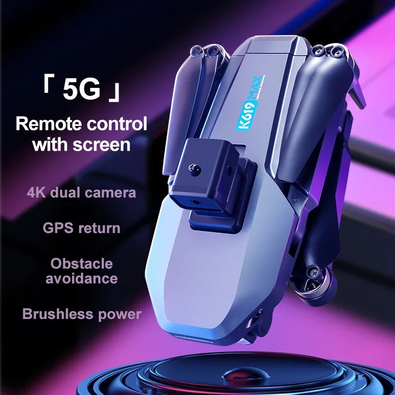 2025 K619 MAX Drone 4K HD Dual-Camera with Screen Remote Control 5G GPS Brushless Obstacle Avoidance RC Quadcopter Toys Gifts