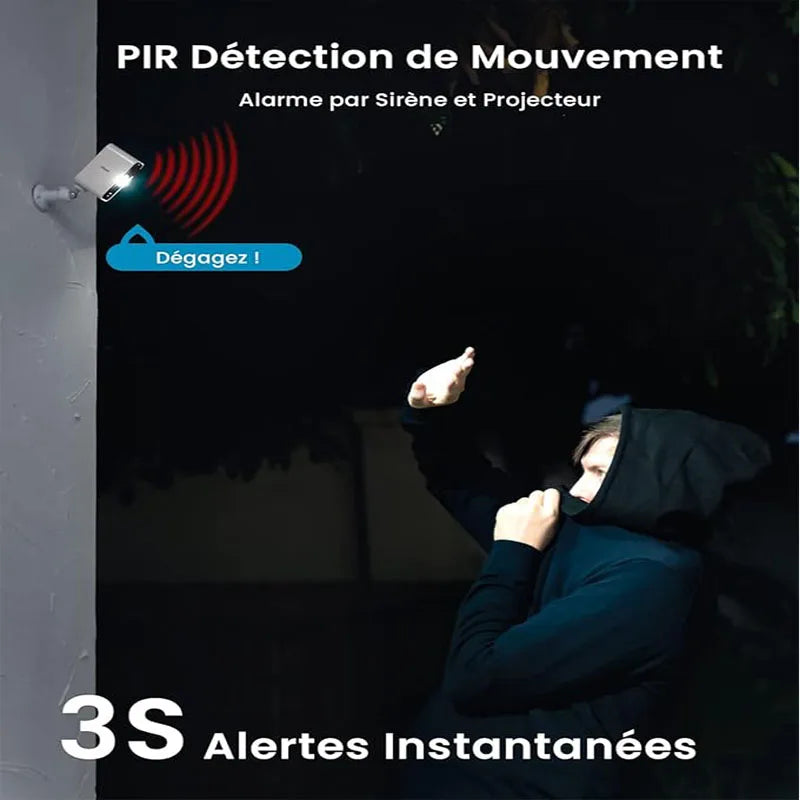 ieGeek 2 PCS 2K Wireless WiFi Surveillance Camera with Battery, Night Vision,Colour and AI & PIR Motion Detection,Outdoor/Indoor