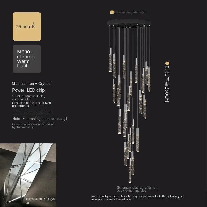 Modern Chandelier Staircase Led Chandelier Luxury Nordic Restaurant Bar Living Room Attic Rotating Villa Duplex Sky Lanterns