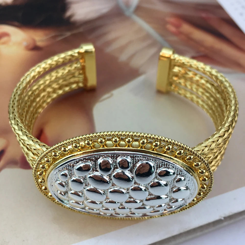 Latest Luxury Brazilian Wedding Jewelry Set Dubai Gold Plated Bridal Exaggerate Big Jewelry Sets FHK17246