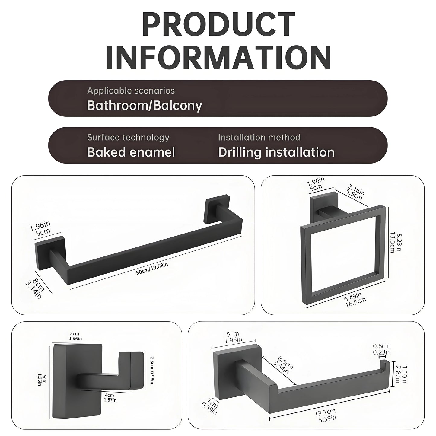 Bathroom Towel Rack Set Towel Bar Toilet Paper Holder Towel Ring Robe Hook Stainless Steel Wall Mounted Bathroom Hardware Set