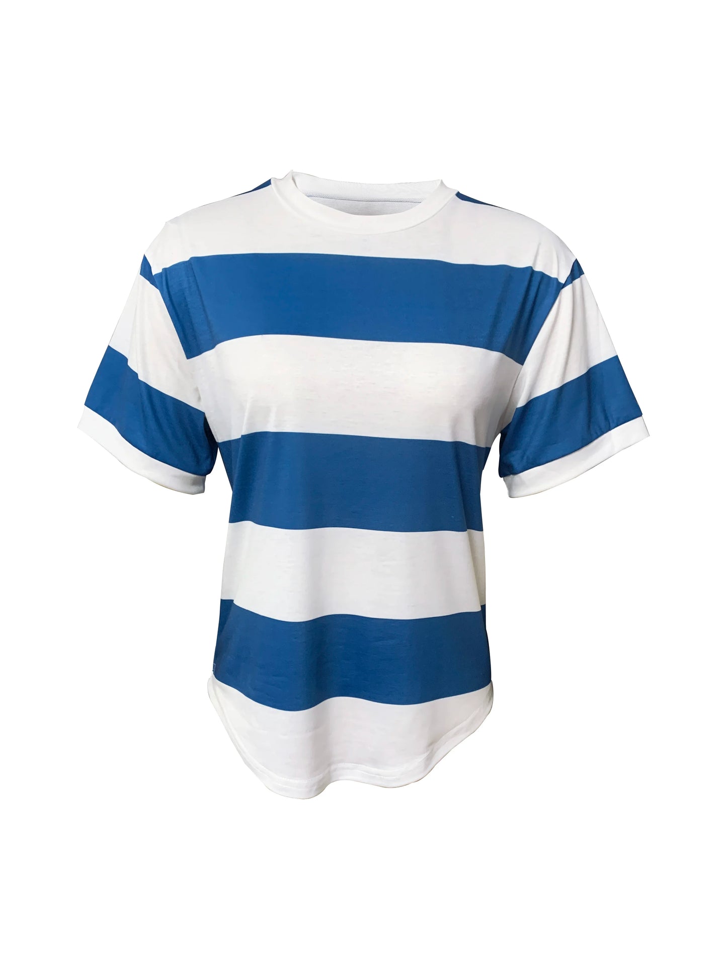 Women's Striped Printed Round Neck Short Sleeve Casual T-Shirt, summer outfits for women,leisurely tops for women summer clothes