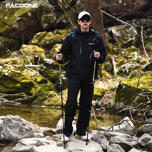 PACOONE Trekking Poles 1pc Carbon Fiber Collapsible Telescopic Sticks Lightweight Walking Hiking Stick Climbing Stick