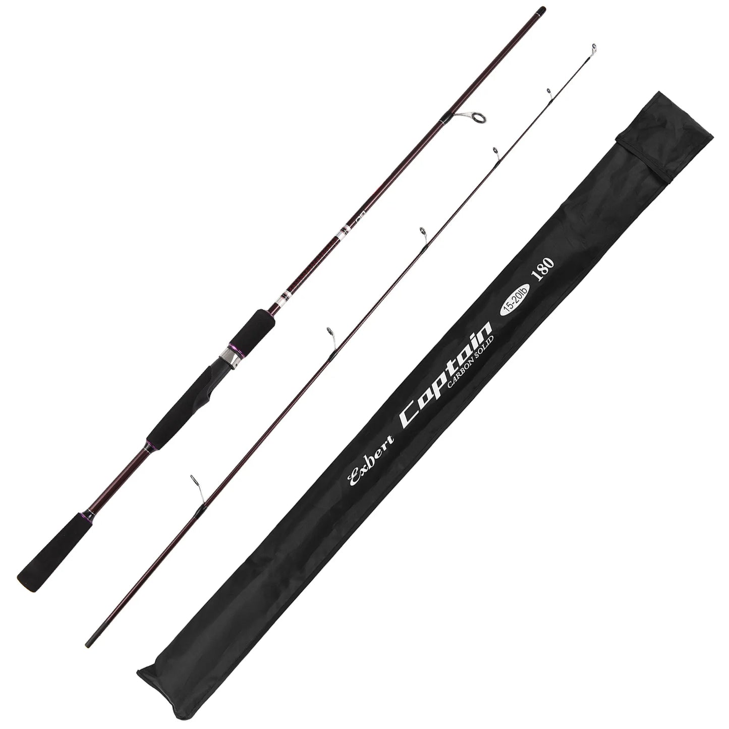 Carbon Spinning Fishing Rod 1.8m Solid Casting Fishing Rod with Comfort EVA Grip for Bass Fishing Walleye Fishing Trout Fishing