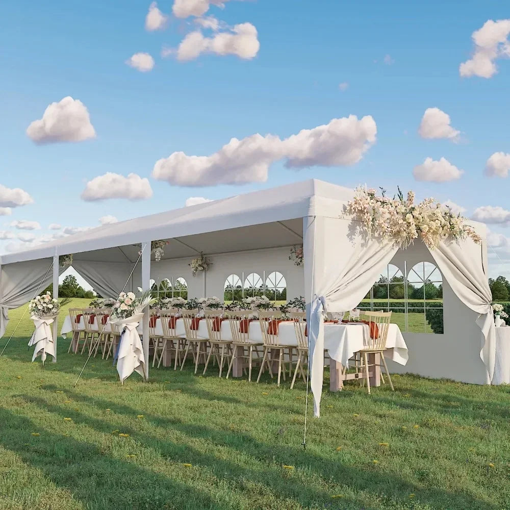 10'x 30'Party Tent Outdoor Gazebo Wedding Party Tent Patio Shelter Pavilion w/Removable Sidewalls Carport Cater BBQ Events Tents