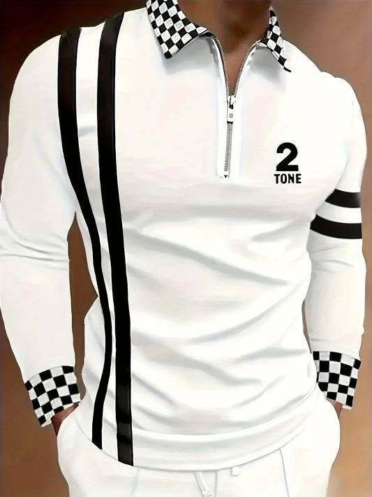 Men's collar printed polo shirt