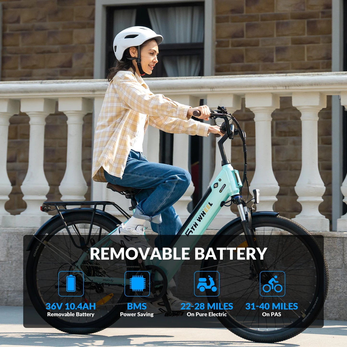 5TH WHEEL AB18 Electric Commuter Bike for Adults, 26-Inch E-Bike with 700W Peak Motor, 31-40 Miles Range, 36V 10.4AH