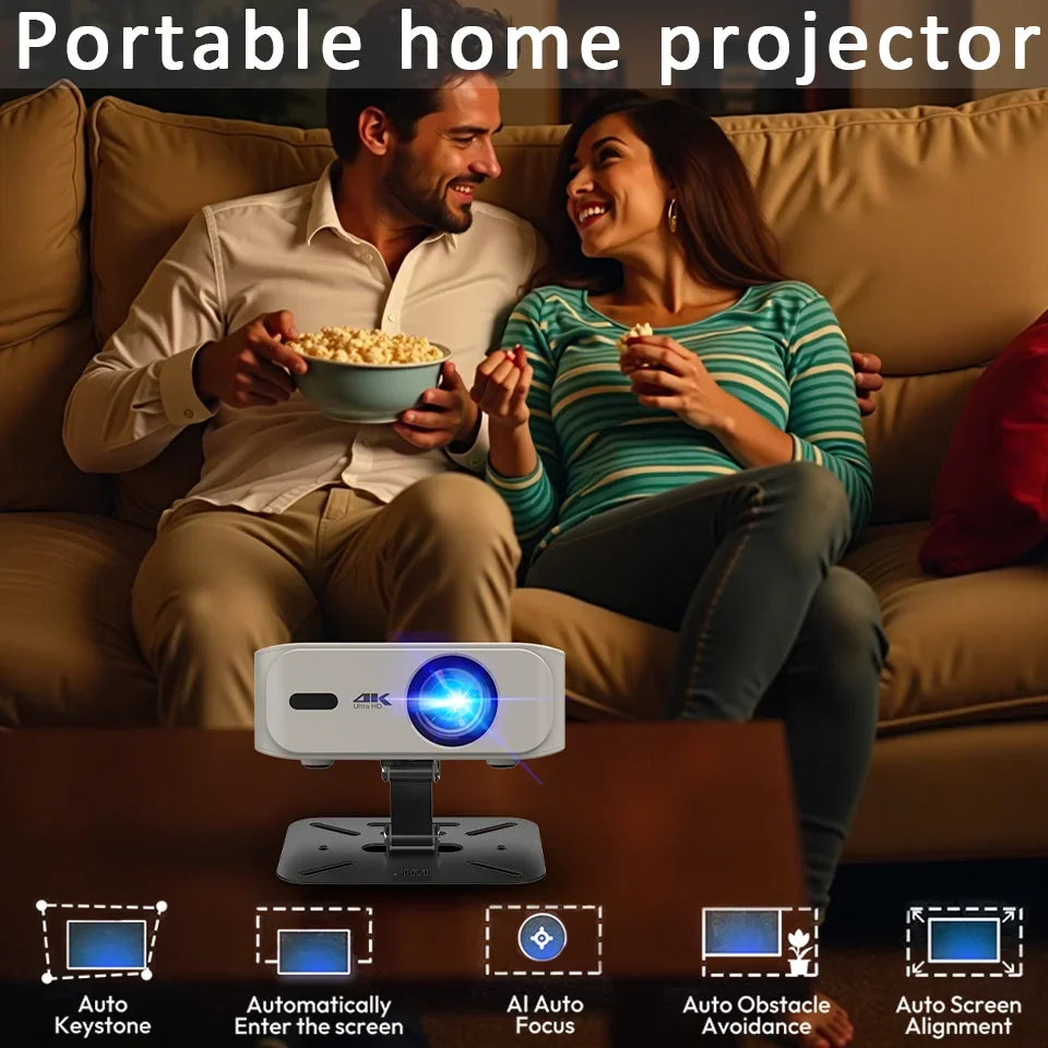 New Household Portable Projector 350 ANSI Movie Daylight Projector Android 11.0 Smart Projector 4K Decoding Auto Focus Projector