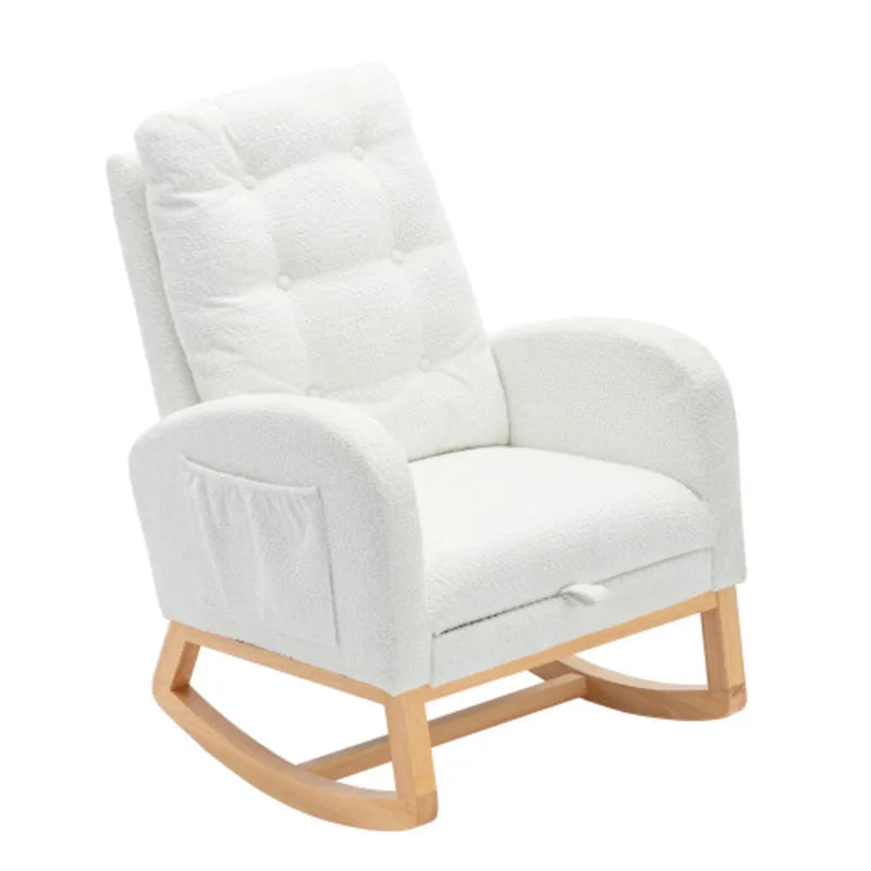 Accent Chair With Footrest High Back Rubber Wood Rocking Legs Bedroom Living Space 26.77D 38.36W X 39.76H Inch  Living Space