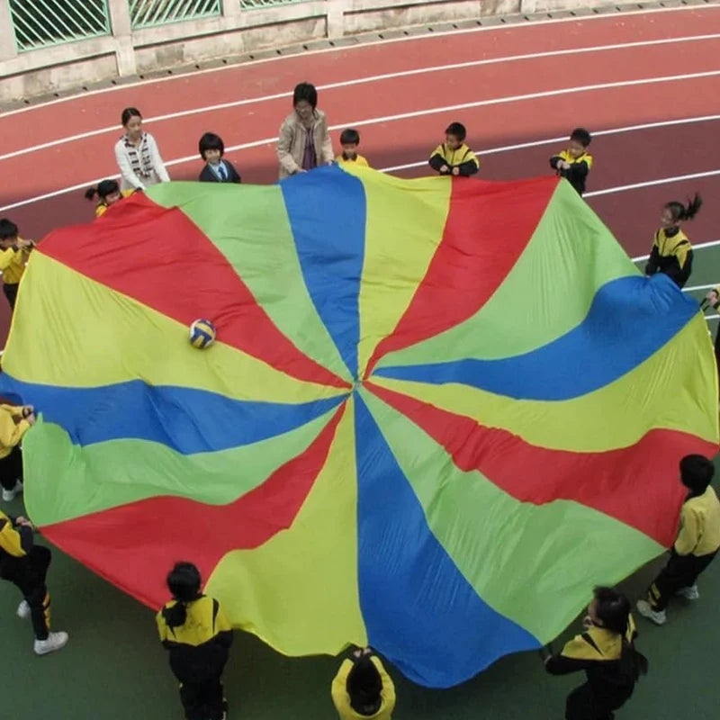 2-4M Kids Play Parachute Rainbow Outdoor Children Games Fun Playground Kindergarten School Group Exercise Cooperative Activities