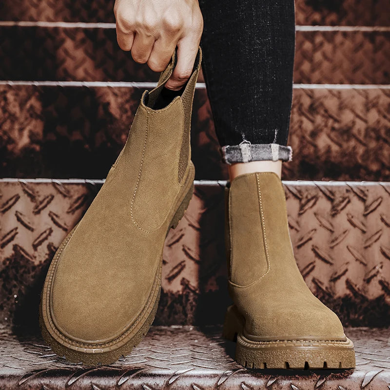 Men's Chelsea Boots Ankle Casual Fashion Boot Winter Plush Warm Comfortable Simple and Elegant Sweat Absorbing Non Slip Soles