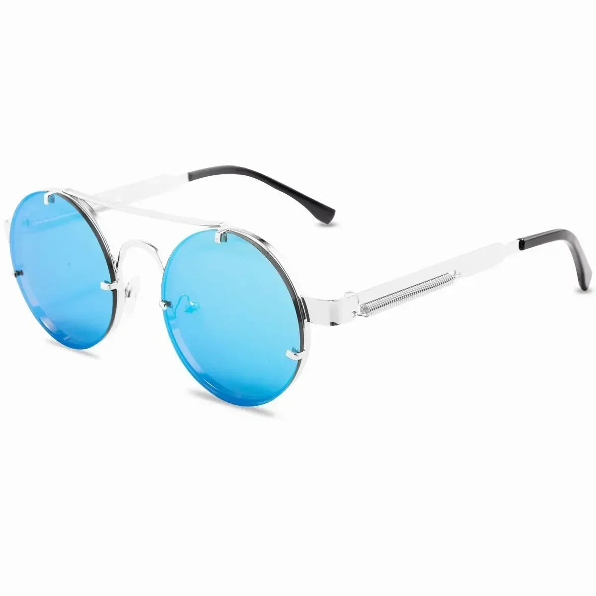 Round Steampunk Sunglasses Men Vintage Rimless Sun Glasses For Women Metal Punk Sun Glasses Elastic Temples Lentes De Sol