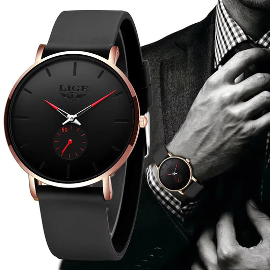 LIGE New Fashion Mens Watches Top Brand Luxury Sports Waterproof Simple UltraThin Quartz Watch Man Clock Relogio Masculino+Box