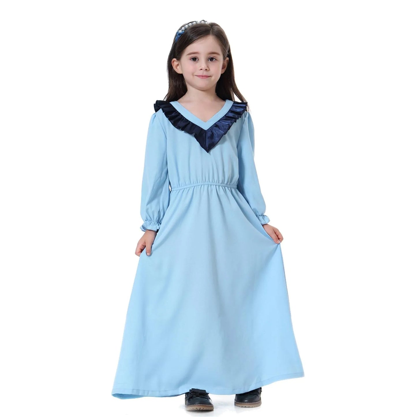 Muslim Children Abaya Girls Long Prayer Robe Gowns Kids Dress Kimono Ramadan Middle East Moroccan Arab Caftan Islamic Clothing