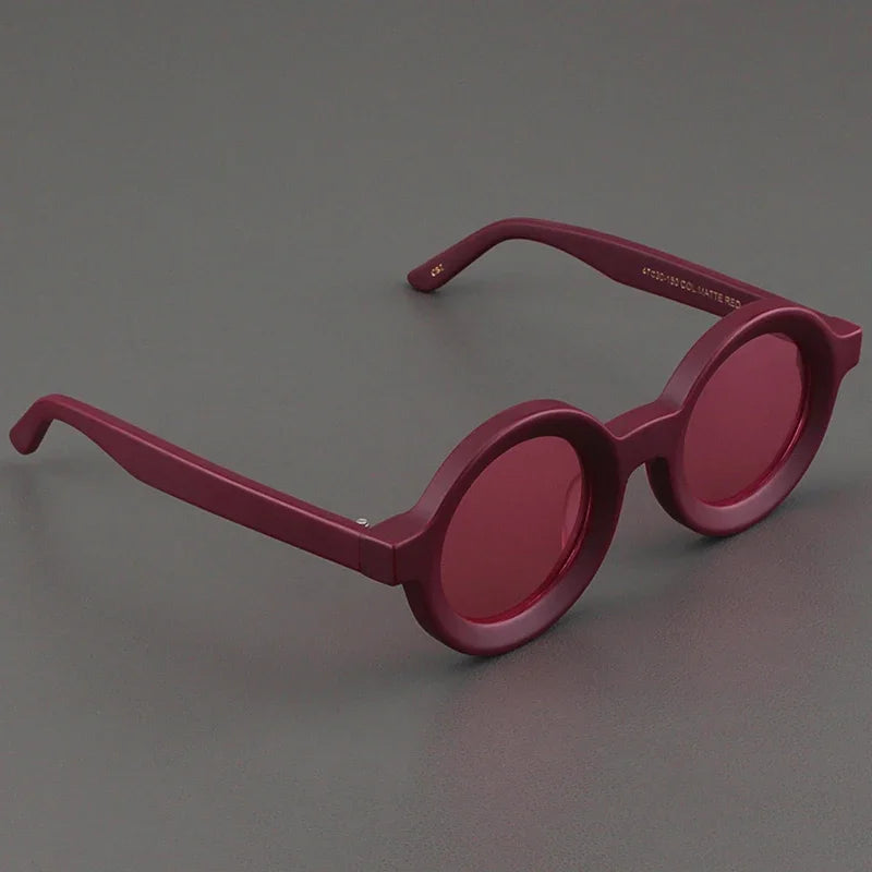 Luxury Sunglasses for Women Round Coarse Frame Frosted Matte Gray Pink Lenses Outdoor Handmade UV400 Men Polarized SUN GLASSES