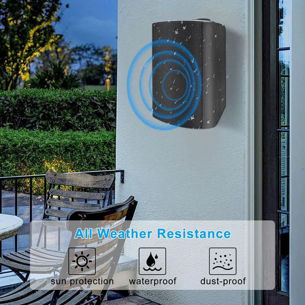 5.25 Inch 600W Waterproof Indoor/Outdoor Wall Mount Speakers - Ideal for Patio, Garden, Home Theater (2 Pairs, Black)