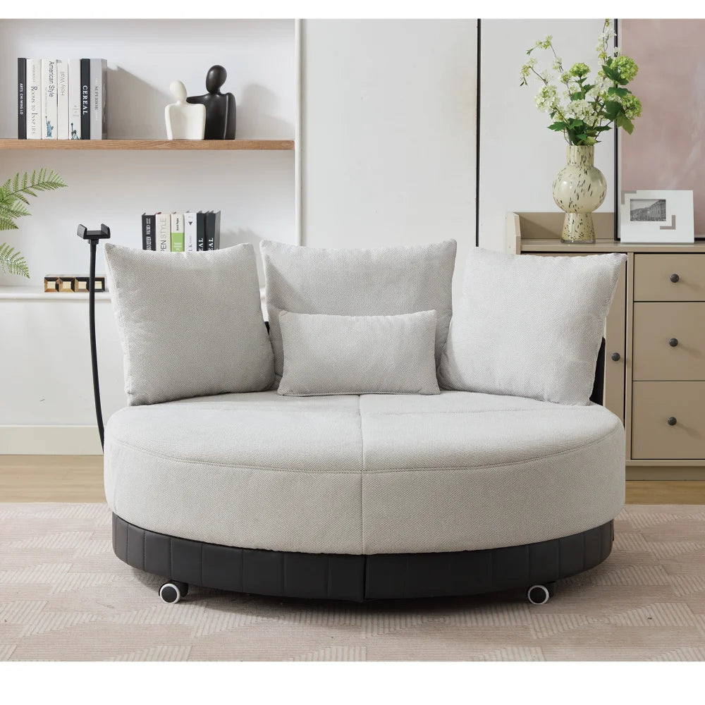 52.75'' Extra Large Round Swivel Chair, 360° Swivel Chair, Adjustable Phone Holder, Swivel Chair Chairs Living Room