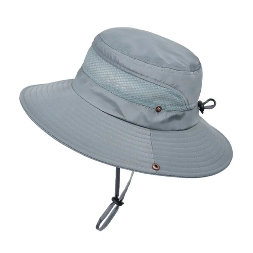 Summer Men Bucket Hat Outdoor UV Protection Wide Brim Panama Safari Hunting Hiking Hat Mesh Fisherman Hat Beach Sunscreen Cap