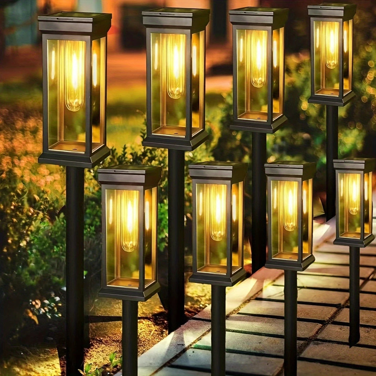 Waterproof LED Solar Lights for Garden Yard Driveway - Automatic Pathway Lighting Outdoor Landscape Lighting Auto On/Off at Dusk