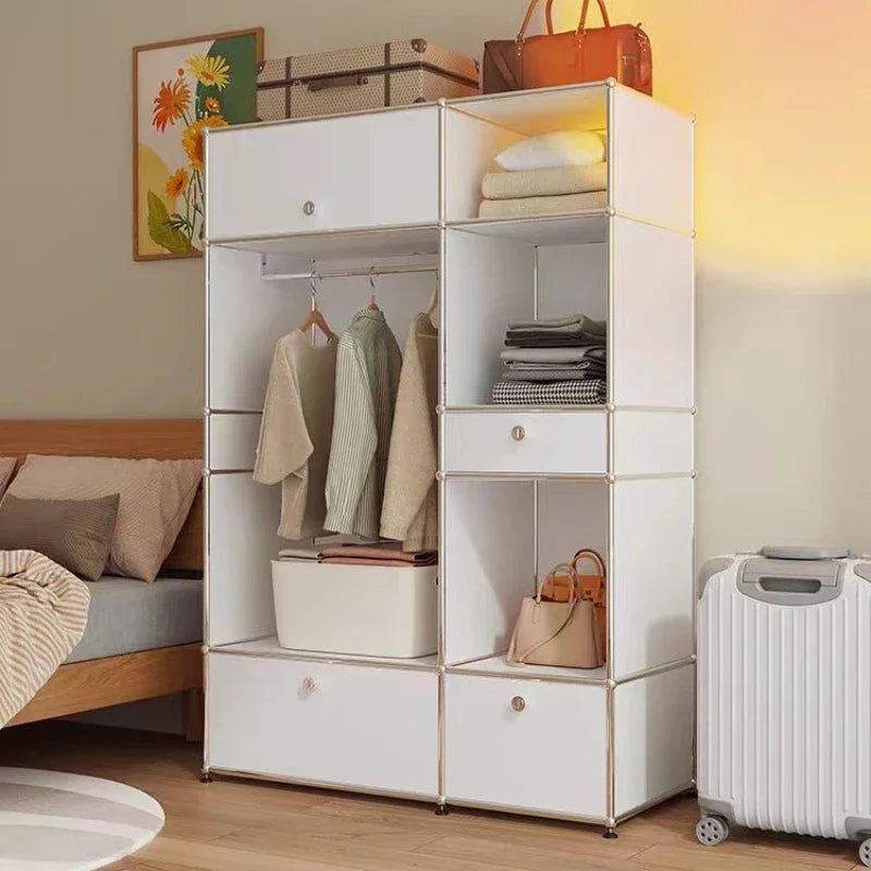 Modern USM Module Wardrobe Floor Coat Rack Household Small Apartment Stainless Steel Hanger Bedroom Storage Cabinet Closet