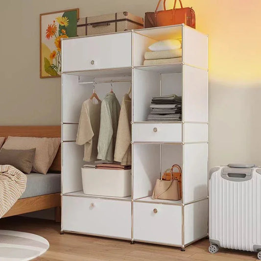 Modern USM Module Wardrobe Floor Coat Rack Household Small Apartment Stainless Steel Hanger Bedroom Storage Cabinet Closet