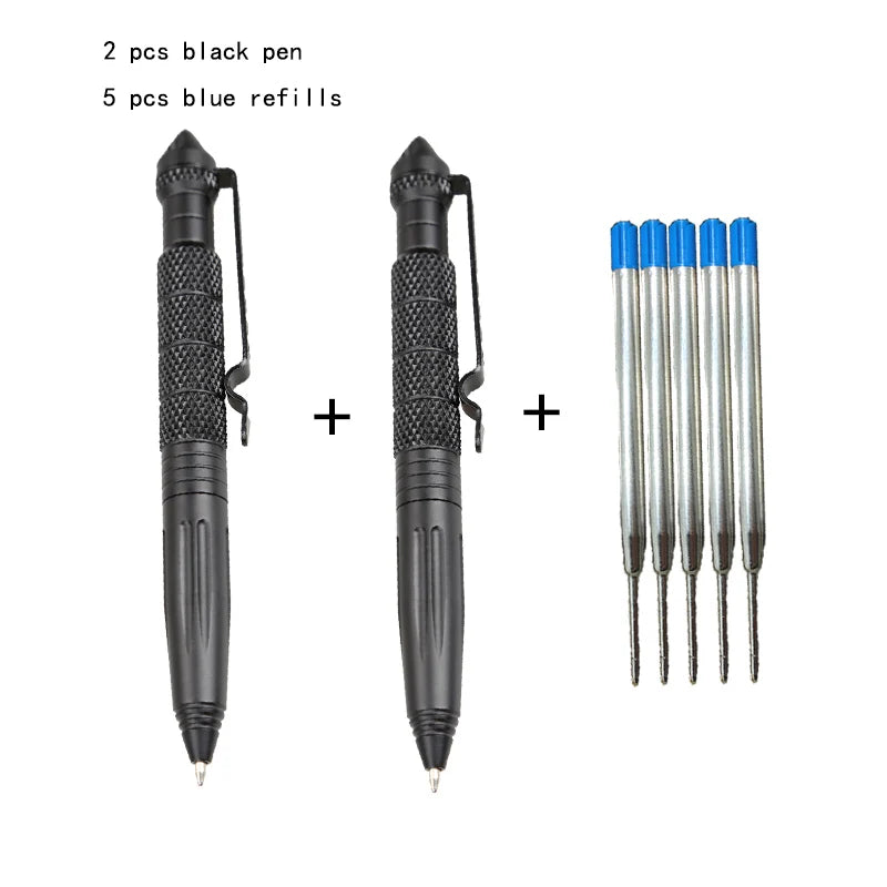 2 PCS Defence Tactical Pen Aviation Aluminum Anti-skid Military Tactical Pen Glass Breaker Pens Selfe Defence EDC Outdoor Tools
