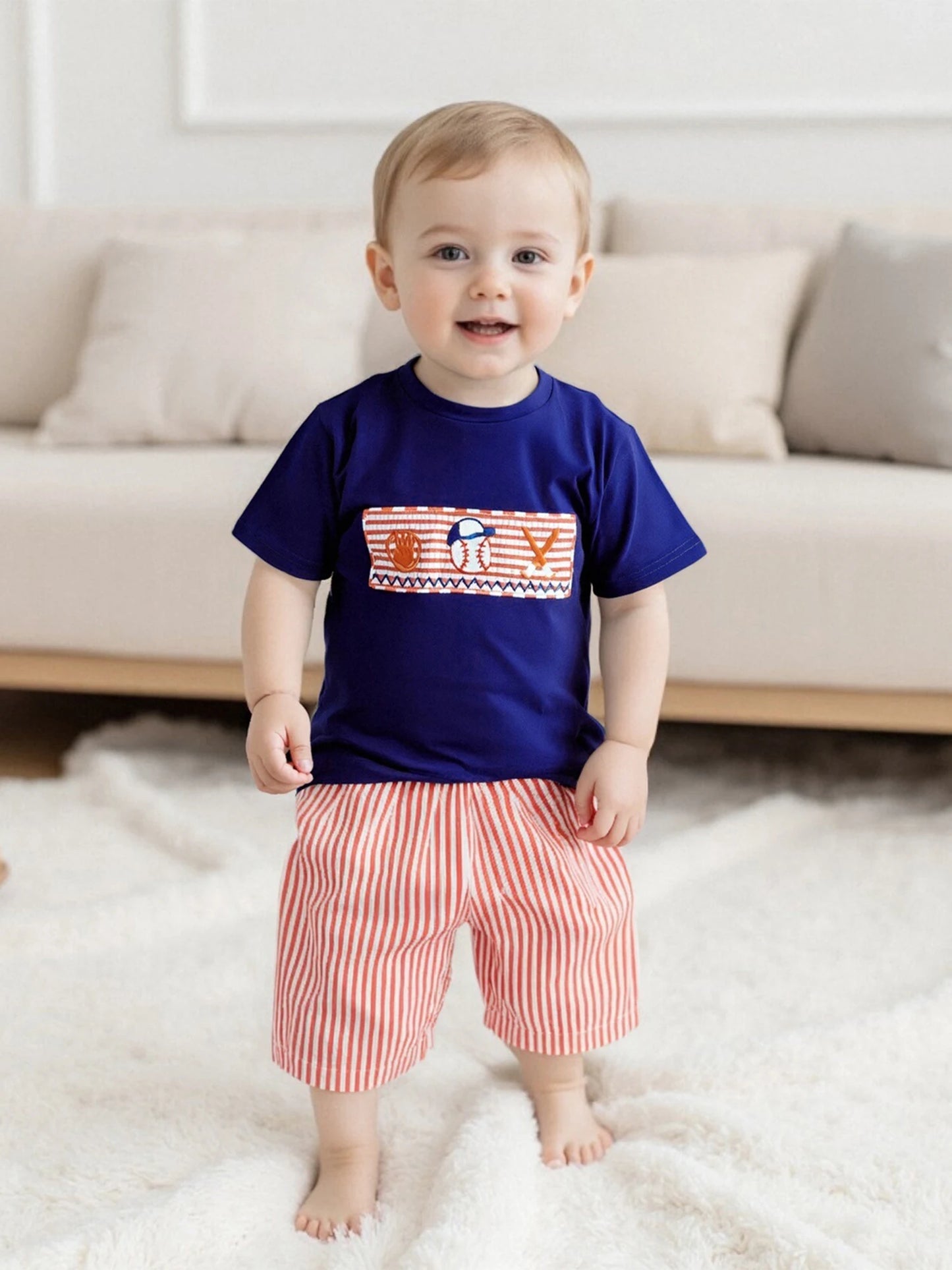 Toddler Boys Casual Outfits Striped Short Sleeves T-Shirt and Denim Shorts Set for 2 Piece Summer Clothes Set with Embroidery