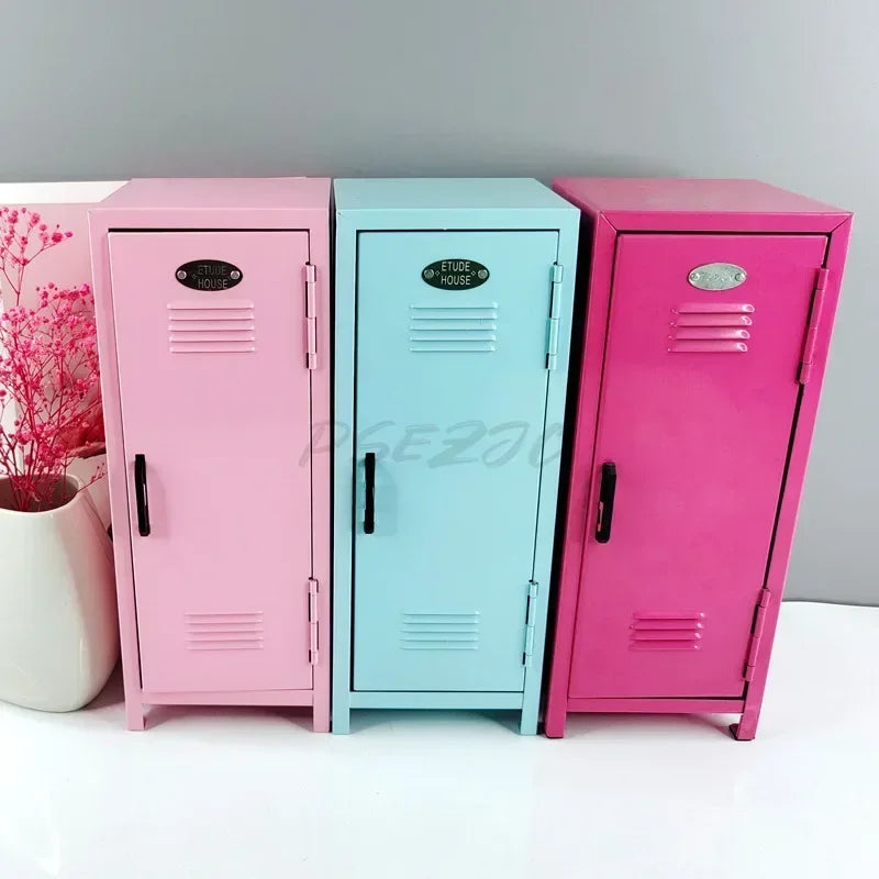 Iron Storage Box Dormitory Cosmetics Storage Cabinet Mini Safe Girls' Holiday Gifts Desktop Small Items Mini Storage Cabinet