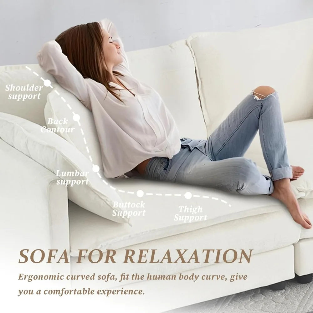 Chenille Sectional Sofa, Comfy Modular Loveseat Sofa, Modern 2-Seat Couch Deep Seat Sofa Set for Living Room