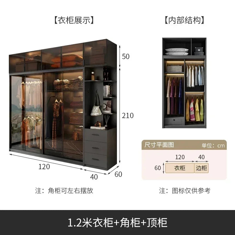 Mirror Cabinets Wardrobe Storage Cupboard Display Desk Clothes Closet Filing Shelves Simple Makeup Cube Ropero Salon Furniture